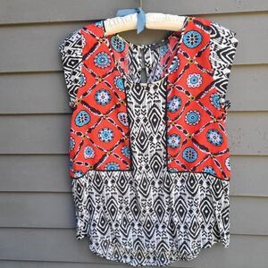 THML Red Black Blue Sleeveless Top Size Medium